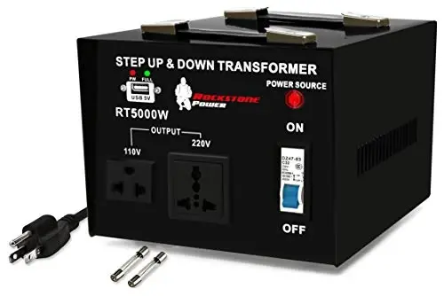 ROCKSTONE POWER 5000 Watt Voltage Converter Transformer - Heavy Duty Step Up/Down AC 110V/120V/220V/240V Power Converter - Circuit Breaker Protection – DC 5V USB Port - CE Certified [3-Year Warranty] - 6