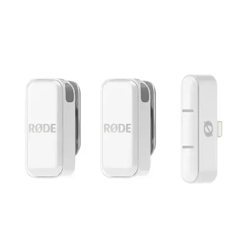 RØDE Wireless Micro - Compact Wireless Microphone, Two Mics with Charge Case for Smartphone Content Creation - Lightning, White 