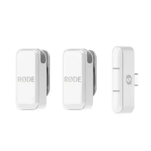 RØDE Wireless Micro - Compact Wireless Microphone, Two Mics with Charge Case for Smartphone Content Creation - USB-C, White - RODE