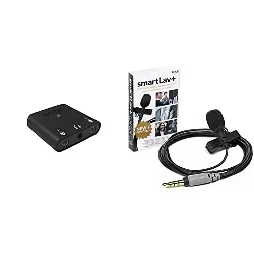 Rode SmartLav+ Lavalier Microphone for Smartphones,Black and Rode AI-Micro USB Audio Interface,Black 