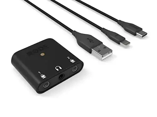 Rode SmartLav+ Lavalier Mikrofon, Smartphones uchun, Qora va Rode AI-Micro USB Audio Interfeysi, Qora - 4