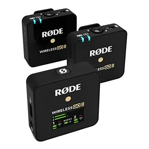 RØDE Wireless Go II Dual Channel Wireless System with Built-in Microphones with Analogue and Digital USB Outputs, Compatible with Cameras, Windows and MacOS computers, iOS and Android phones - 1