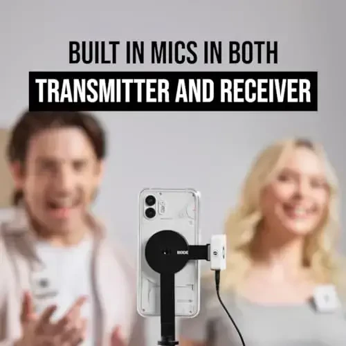 RØDE Wireless ME Dual Set Ultra-Compact Wireless Microphone System with Built-in Microphones, GainAssist Technology and 100m Range for Filmmaking, Interviews and Content Creation (White) - 3