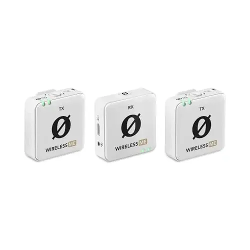 RØDE Wireless ME Dual Set Ultra-Compact Wireless Microphone System with Built-in Microphones, GainAssist Technology and 100m Range for Filmmaking, Interviews and Content Creation (White) 