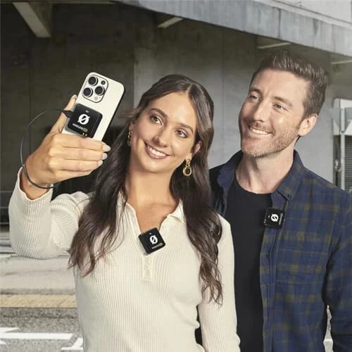 RØDE Wireless ME Dual Set Ultra-Compact Wireless Microphone System with Built-in Microphones, GainAssist Technology and 100m Range for Filmmaking, Interviews and Content Creation (Black) - Rode