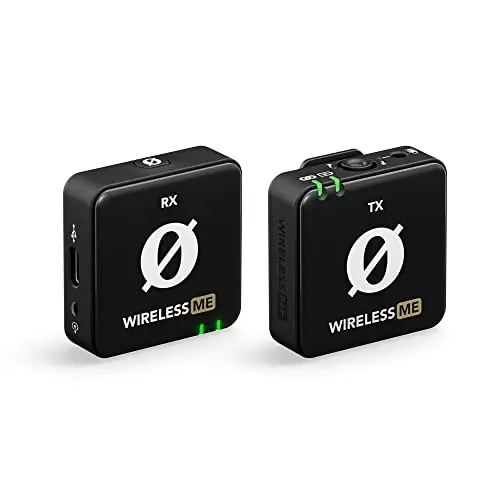 RØDE Wireless ME Ultra-kompakt simsiz mikrofon tizimi o'rnatilgan mikrofonlar, GainAssist texnologiyasi va 100 m masofa diapazoni bilan. Film suratga olish, intervyular va kontent yaratish uchun, Wireless ME 
