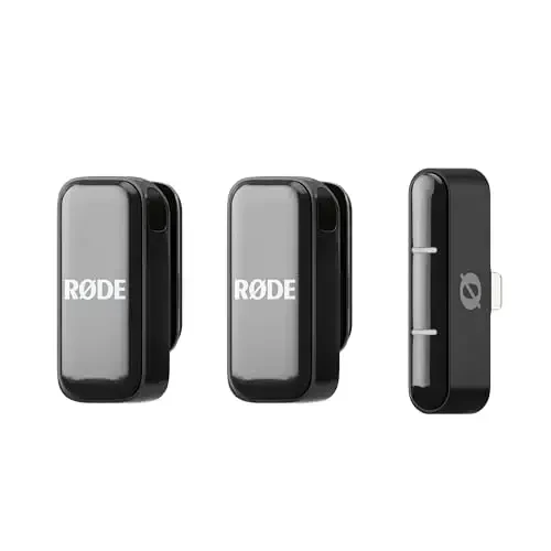 RØDE Wireless Micro - Akıllı Telefonlar uchun ikkita Mikrofon va Zaryad Qutisi bor Kichik Haqmda Simsiz Mikrofon - Lightning, Qora - 1