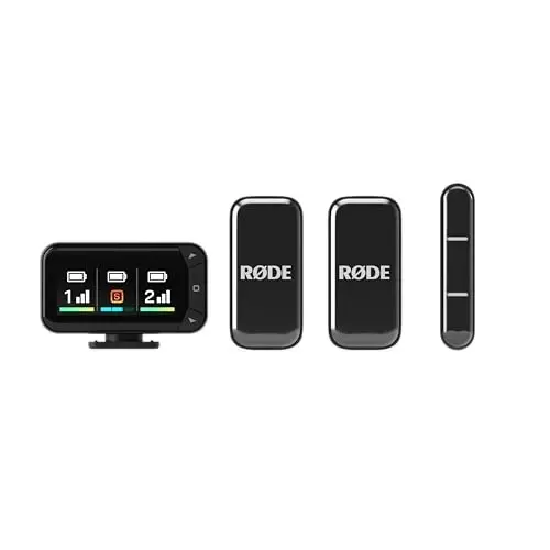 RØDE Wireless Micro - Compact Wireless Microphone Camera Kit, Two Mics with Camera Receiver, Smartphone Receiver, and Charge Case for Content Creation - USB-C, Black - 1