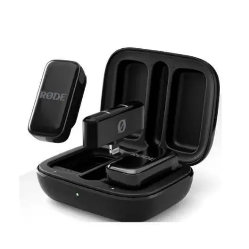 RØDE Wireless Micro — Compact Wireless Microphone for Lightning (X Through 14), Two Mics with Charging Case for Smartphone Content Creation, Black — NOT for iPhone 15+ 