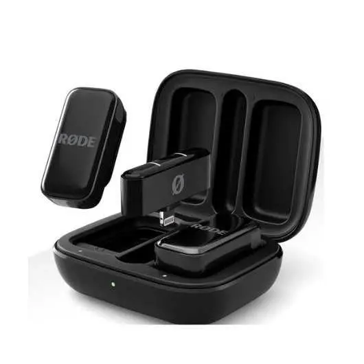 RØDE Wireless Micro — Compact Wireless Microphone for Lightning (X Through 14), Two Mics with Charging Case for Smartphone Content Creation, Black — NOT for iPhone 15+ - RODE