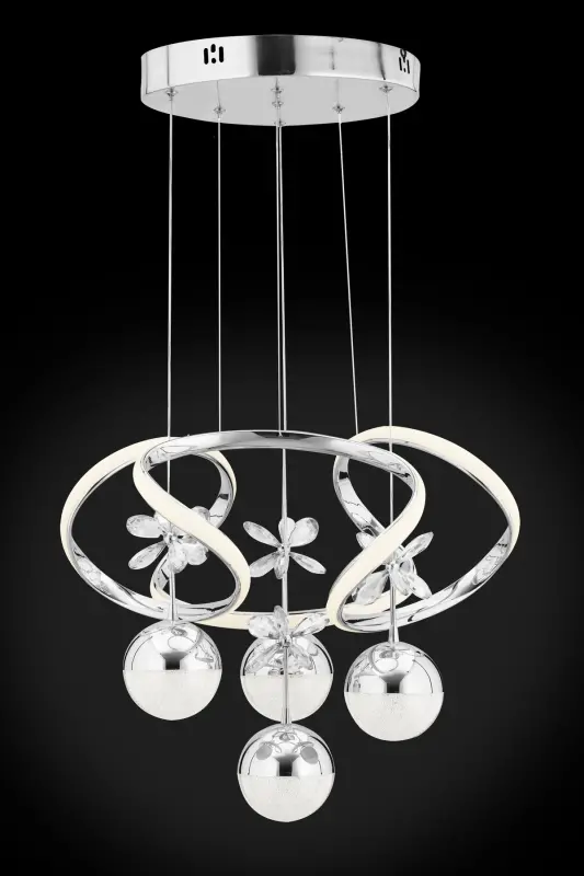 Rodin 3 Renk Gümüş Sarkıt Led Modern Ledli Avize-Lacivert - 4