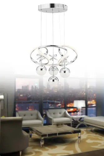 Rodin 3 Renk Gümüş Sarkıt Led Modern Ledli Avize - Lacivert - İSTANBUL AVIZE (1)