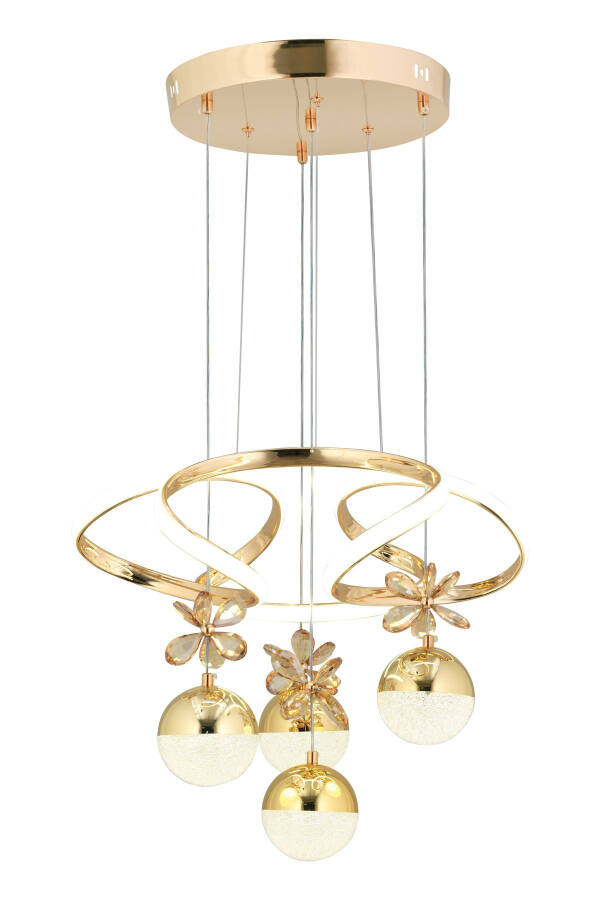 Rodin 3+1 Gold Pendant Three Color Crystal Stone Chandelier - 17