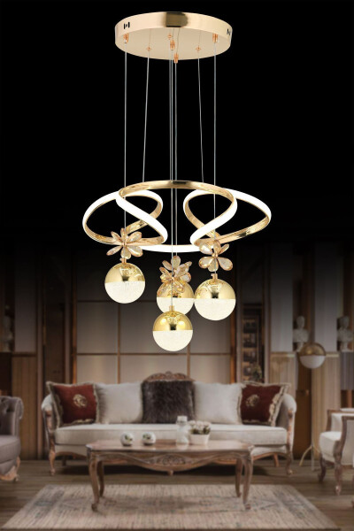 Rodin 3+1 Gold Pendant Three Color Crystal Stone Chandelier - 8