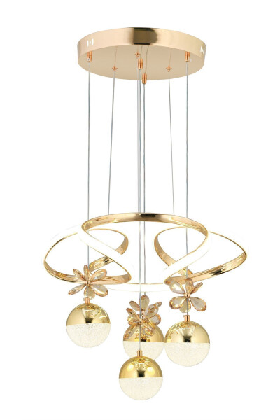 Rodin 3+1 Gold Pendant Three Color Crystal Stone Chandelier - 9