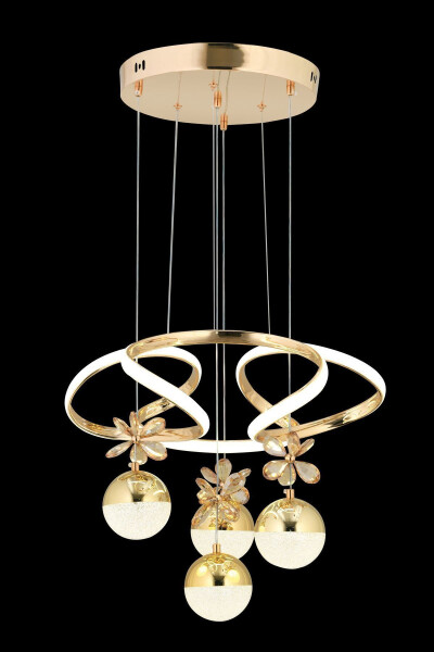 Rodin 3+1 Gold Pendant Three Color Crystal Stone Chandelier - 11