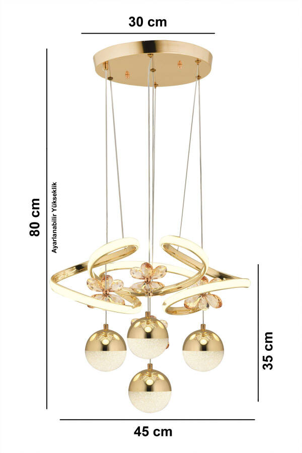 Rodin 3+1 Gold Pendant Three Color Crystal Stone Chandelier - 3