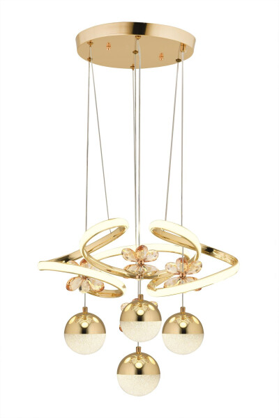 Rodin 3+1 Gold Pendant Three Color Crystal Stone Chandelier - 6