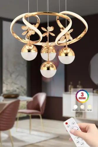 Rodin 3+1 Oltin Osilib Turgan Uch Rangli Kristal Toshli Lyustr - İSTANBUL AVIZE (1)