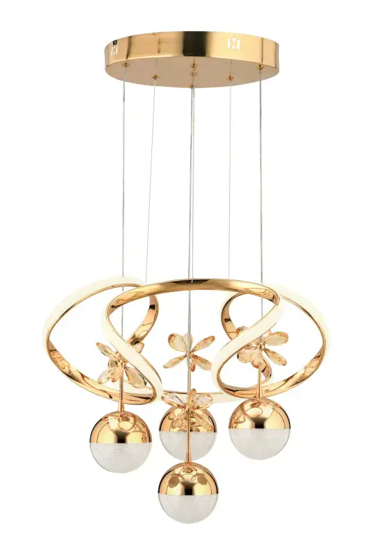 Rodin 4-way Gold Pendant White Power Led Stone Detailed Led Chandelier-Gold 4-way - 4