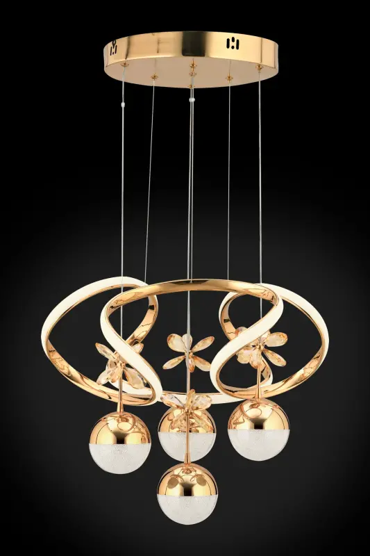 Rodin 4-way Gold Pendant White Power Led Stone Detailed Led Chandelier-Gold 4-way - 5