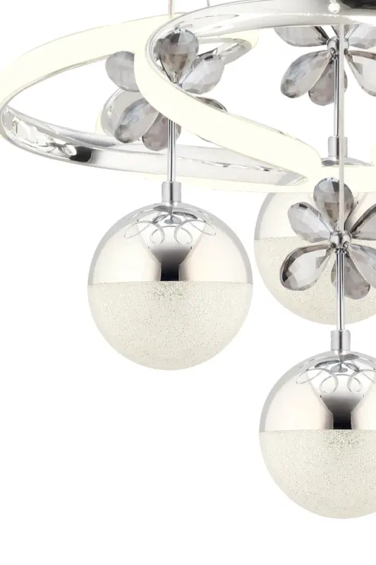 Rodin Remote Controlled 4-Piece Silver Pendant 3 Color Led Modern Led Chandelier-Beige - 7