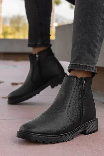 RODRİGUEZ Garantili Fermuarlı Kürklü Soğuk Geçirmez Erkek Bot-Siyah PARLAK - BY OXFORD (1)