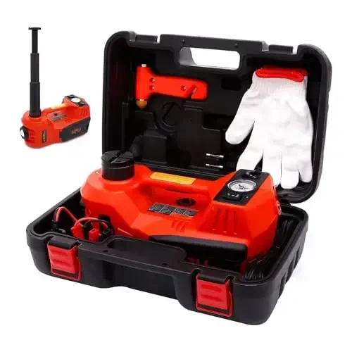 ROGTZ Electric Hydraulic Car Jack Kit 5 Ton 12V Portable Lift Range 17.7 Inch with Tire Inflator Pump for SUV Sedan Truck Car Repair Floor Jack for Vehicle Tire Change with LED Light Jack Only 