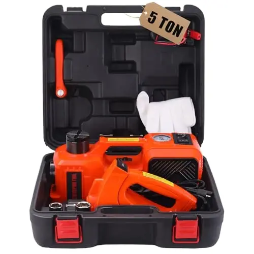 ROGTZ Electric Hydraulic Car Jack Kit with Impact Wrench and Tire Inflator Pump, 5 Ton 12V Hydraulic Jack for SUV Sedans Tire Change with LED Light - 1