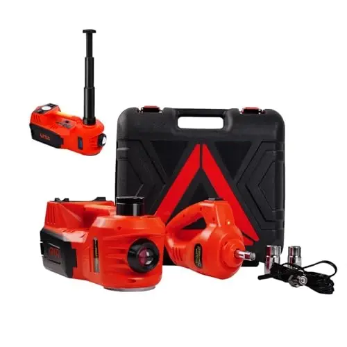 ROGTZ Electric Hydraulic Car Jack Kit 5 Ton 12V Portable Lift Range 17.7 Inch with Impact Wrench and Tire Inflator Pump for SUV Sedan Truck Car Repair Floor Jack for Vehicle Tire Change with LED Light - 1