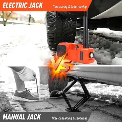 ROGTZ Electric Hydraulic Car Jack Kit with Impact Wrench and Tire Inflator Pump, 5 Ton 12V Hydraulic Jack for SUV Sedans Tire Change with LED Light - 3