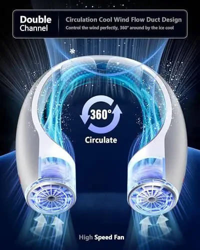 Rohent Ko'chma Boyin Ventilyatori Shaxsiy: Yuqori Tezlik 4 Tezlikli Qayta Zaryadlanadigan Ventilyator Sovutish Havo Oqimi - Uzoq Batareya Muddati Engil Kiyiladigan Ventilyator Ayollar Erkaklar Uchun - Kulrang - 2