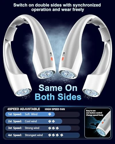 Rohent Ko'chma Boyin Ventilyatori Shaxsiy: Yuqori Tezlik 4 Tezlikli Qayta Zaryadlanadigan Ventilyator Sovutish Havo Oqimi - Uzoq Batareya Muddati Engil Kiyiladigan Ventilyator Ayollar Erkaklar Uchun - Kulrang - 3