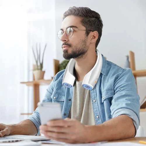 Rohent Ko'chma Boyin Ventilyatori Shaxsiy: Yuqori Tezlik 4 Tezlikli Qayta Zaryadlanadigan Ventilyator Sovutish Havo Oqimi - Uzoq Batareya Muddati Engil Kiyiladigan Ventilyator Ayollar Erkaklar Uchun - Kulrang - 6