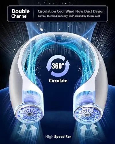 Rohent Ko'chma Boyin Ventilyatori Shaxsiy: Yuqori Tezlik 4 Tezlikli Qayta Zaryadlanadigan Ventilyator Sovutish Havo Oqimi - Uzoq Batareya Muddati Engil Kiyiladigan Ventilyator Ayollar Erkaklar Uchun - Kulrang - 2