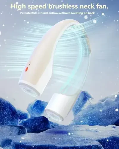 Rohent Portable Ichki xonalar uchun sovuq havo puflaydigan bo'yin fanatlari: Sovuq havo puflaydigan tezroq sovutuvchi fanatlar Ultra sokin - Yuqori tezlikli USB qayta zaryadlanuvchi simsiz fan Uy, ofis, oshxona, stol uchun - Bej - 6