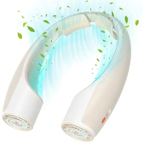Rohent Portable Neck Fans that Blow Cold Air for Indoor: Faster Cooling Fans That Blow Cold Air Ultra Quiet - High Velocity USB Rechargeable Cordless Fan for Home, Office, Kitchen, Desk Use - Beige - ROHENT