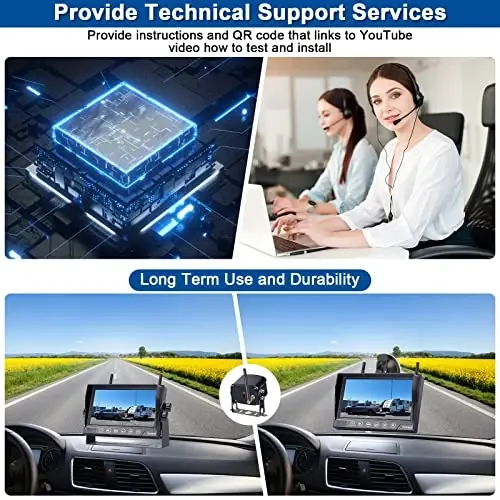 Rohent RV Zaxira Kamerasi Simsiz HD 1080P Su o'tkazmaydigan Ikkita Antenna Raqamli Signallar Orqa Ko'rinish Tizimi Treylerlar Yuk Mashinalari Avtobuslar uchun 4 Kanal 7'' Sensorli Klavisha DVR Monitoring Kechasi Ko'rish R12 - 5