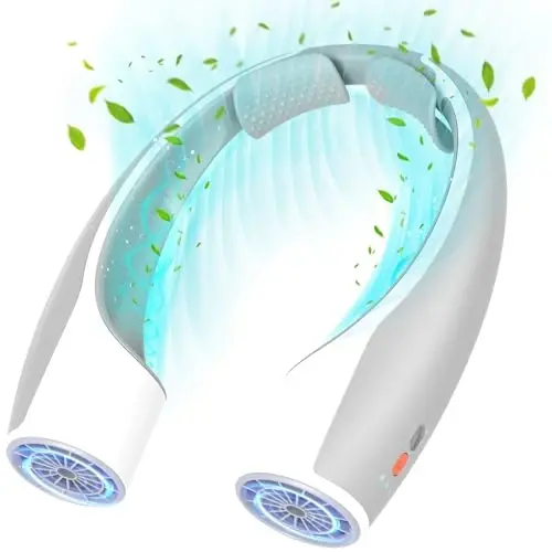 Rohent Portable Neck Fan Personal: High Velocity 4 Speeds Rechargeable Fan Cooling Airflow - Long Battery Life Lightweight Wearable Fan for Women Men - Grey - 1