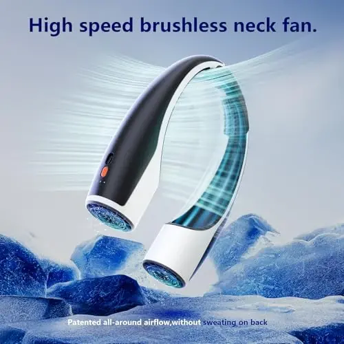 Rohent Portable Hands-Free Neck Fan - 4000mAh Battery, USB-C Rechargeable, Ultra-Quiet, 4 Adjustable Speeds – Perfect for Office, Outdoor, and Travel Use - ROHENT (1)