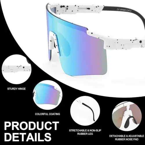 ROIBEAO Professional Cycling Glasses for Men Women, Sports Sunglasses UV Protection for Baseball Cycling Running Driving Glof - 5