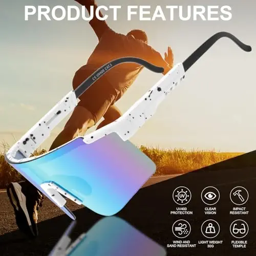 ROIBEAO Professional Cycling Glasses for Men Women, Sports Sunglasses UV Protection for Baseball Cycling Running Driving Glof - 10