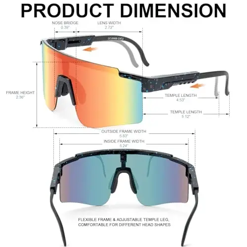 ROIBEAO Professional Cycling Glasses for Men Women, Sports Sunglasses UV Protection for Baseball Cycling Running Driving Glof - 2