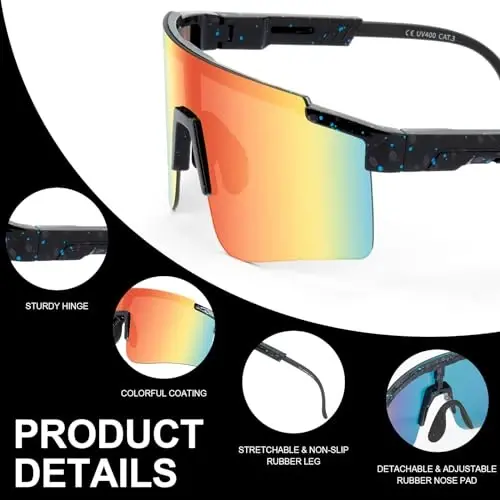 ROIBEAO Professional Cycling Glasses for Men Women, Sports Sunglasses UV Protection for Baseball Cycling Running Driving Glof - 5