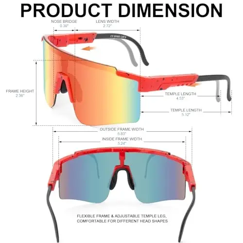 ROIBEAO Professional Cycling Glasses for Men Women, Sports Sunglasses UV Protection for Baseball Cycling Running Driving Glof - 2