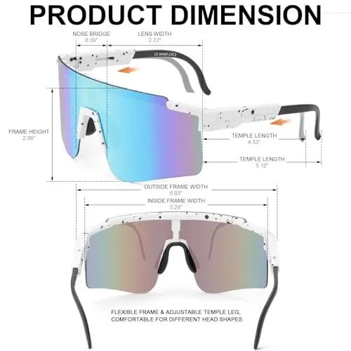 ROIBEAO Professional Cycling Glasses for Men Women, Sports Sunglasses UV Protection for Baseball Cycling Running Driving Glof - 11