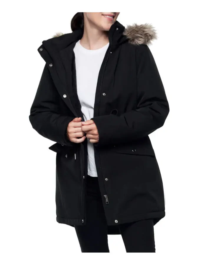 Rokka&Rolla Ayollar uchun Fleece bilan qoplangan qishki palto soxta qo'y terisidan tikilgan kaputli Parka ko'ylagi - 13