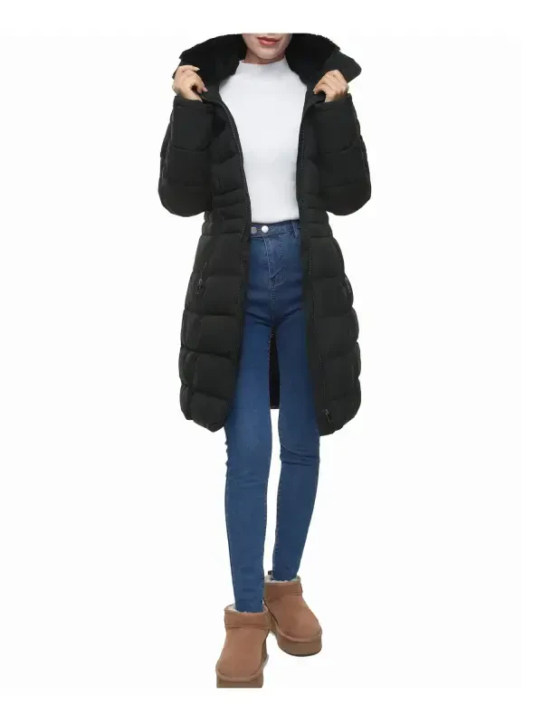 Rokka&Rolla Ayollar uchun Fleece Hood Parka Kurtka bilan Og'ir Uzun Qishki Palto - 3