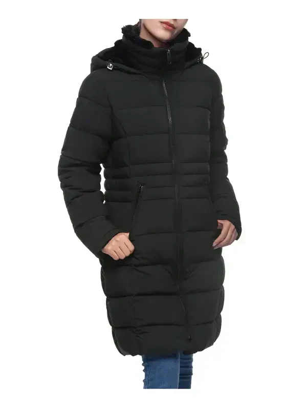 Rokka&Rolla Ayollar uchun Fleece Hood Parka Kurtka bilan Og'ir Uzun Qishki Palto - 5