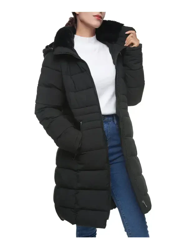 Rokka&Rolla Ayollar uchun Fleece Hood Parka Kurtka bilan Og'ir Uzun Qishki Palto - 6